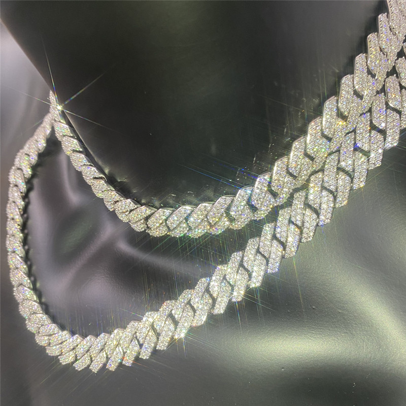 Flawless Moissanite Hip Hop Chains Custom Stamped American Diamond Necklace