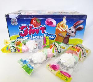 China Healthy Snack Foods 3 In 1 Fruity Flavor Marshmallow Candy In Strawberry Shape wholesale