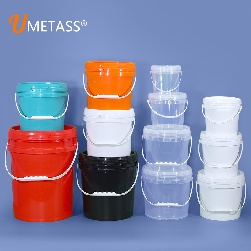 Silk Screen Printing 1L-50L Plastic Pail Pack PP Bucket with Lid and Iron Metal Handle