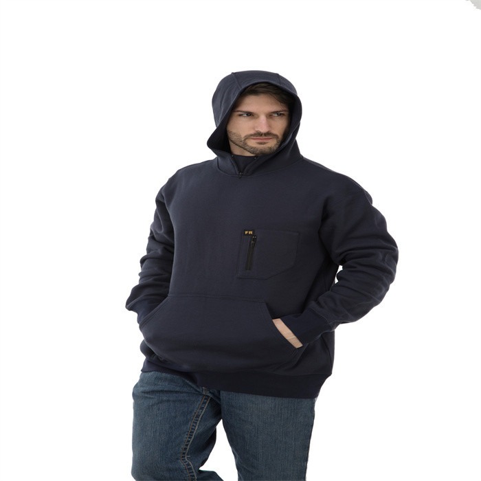 CAT2 Certified Black FR Fabric Hoodie , Flame Resistant Work Clothes For Mining Industry