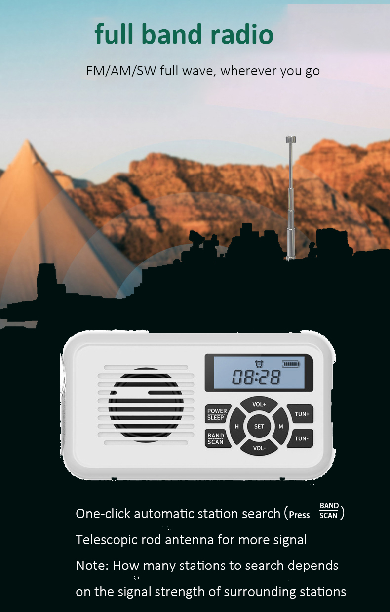 Portable Hand Cranked Emergency Radio Solar Powered For Disaster Prevention