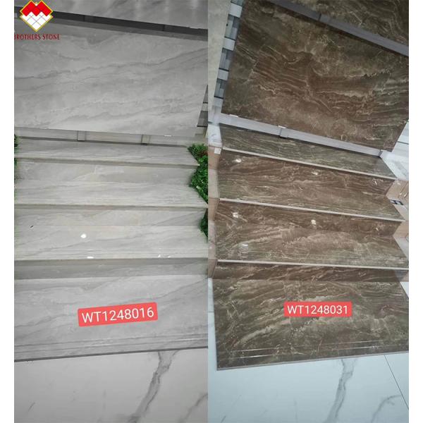 Modern Design Glazed Polished Porcelain Stair Tiles Prices Stone Imitation Texture