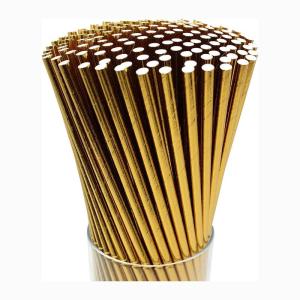 China OEM ODM Rose Gold Striped Straws , Recyclable Craft Paper Straws wholesale