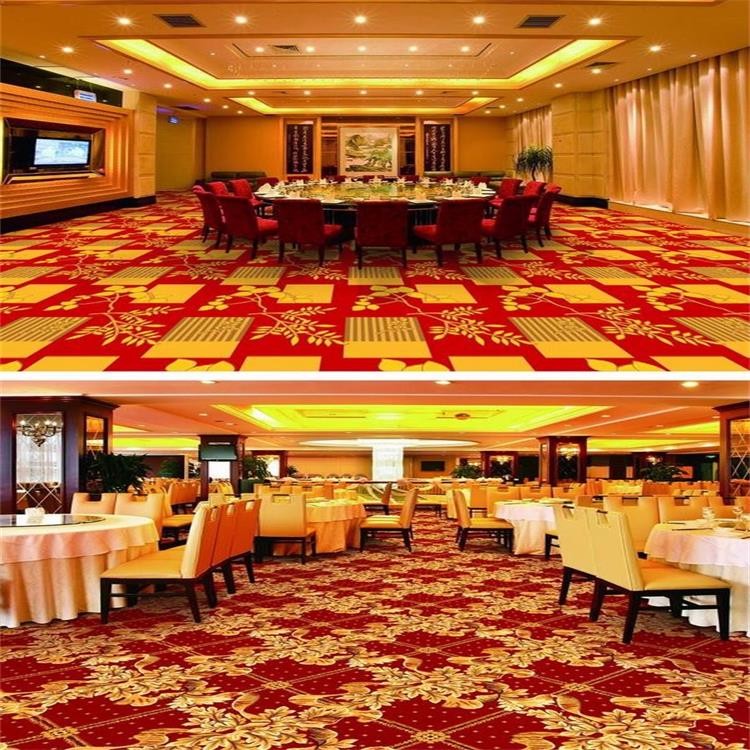 Custom cut pile printed red nylon carpet for banquet hall