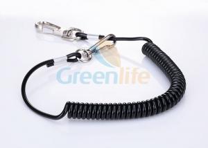 China Heavy Duty Tether Cord Steel Reinforced Black Polyurethane Coiled Jacket With Snaps wholesale