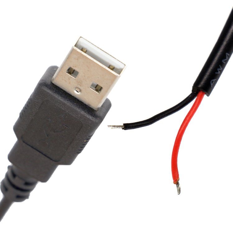OEM USB 2.0 A Male To Open Stripped Soldering Tinned Bare 2 Wire End Pigtail Power Charging Cable