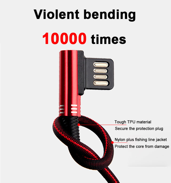 Type C Micro Braided 2.4A USB 2.0 Charging Cable 1m