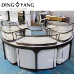 Beautiful Round Glass Jewelry Display Showcase With Low Power Consumption Lights