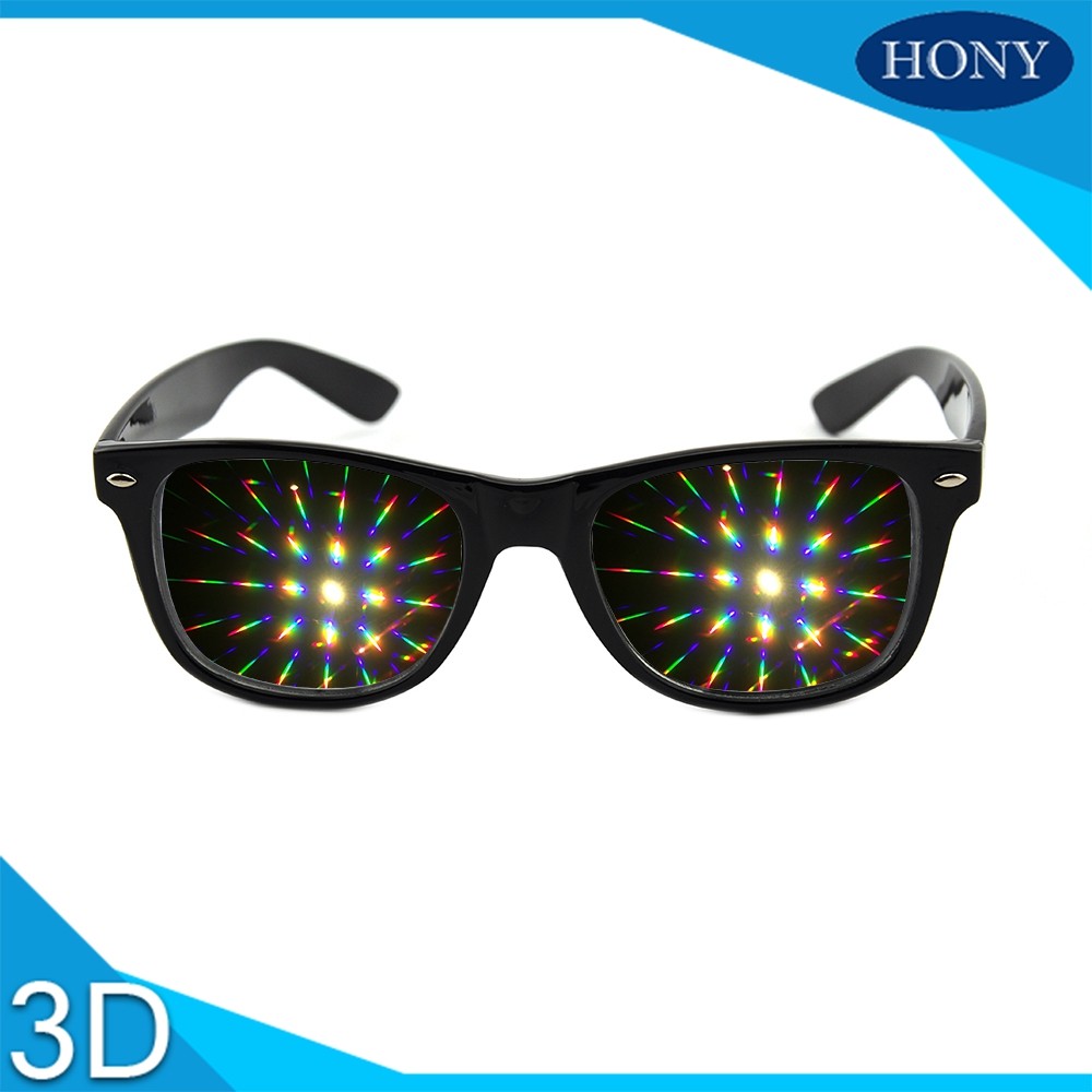  Style 3D Prism Rave Hard Plastic Diffraction Glasses, Fireworks Glasses,13500 Light Gratings Rainbow Glasses