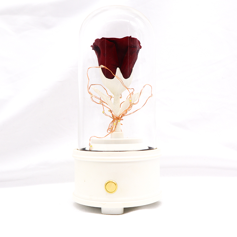 Customized Color Preserved Rose Glass Dome Bluetooth Speakers For Home Decoration