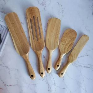 China Eco Friendly Kitchen Utensil Set Acacia Wood Salad Stir Sauce Spatula wholesale