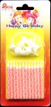 Light Pink Color Diamond Shaped Birthday Candles With White Flower Holder