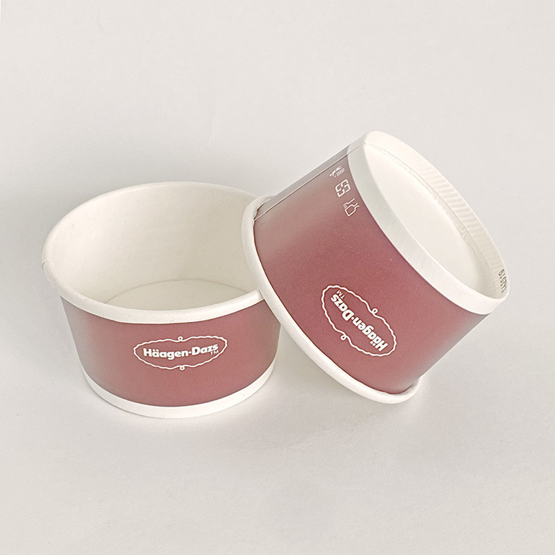 Single Wall Ice Cream Paper Cup With Lid 4oz 130ml Red Takeaway Containers