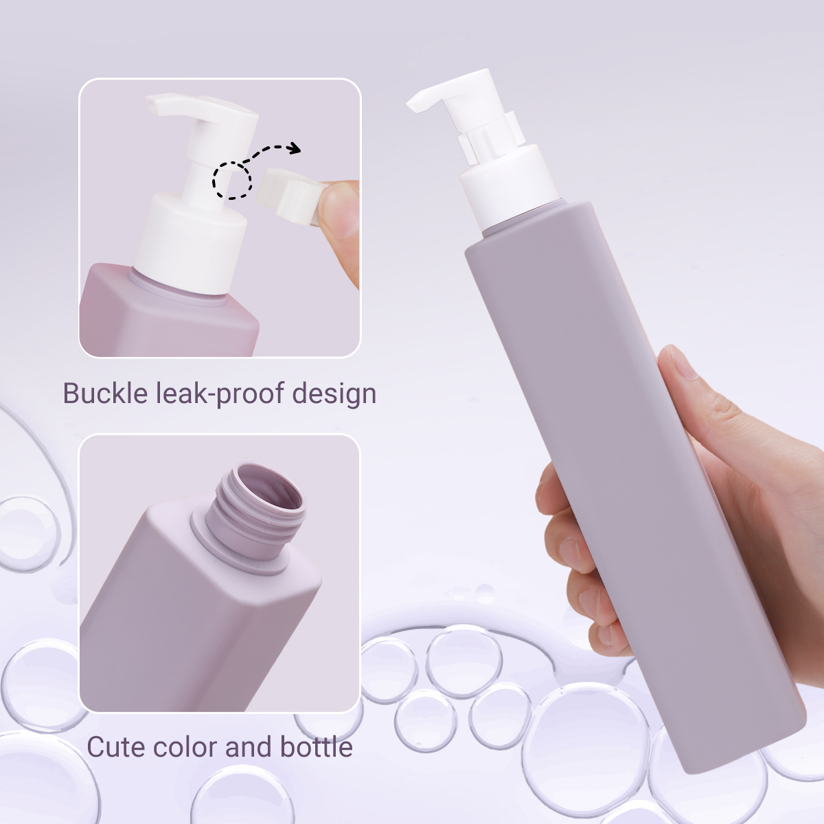 Pump Plastic Shampoo And Conditioner Bottles 250ml Leak Proof Toiletries Skincare