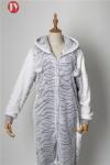 women's sleepwear discharge print embossed fleece hooded footed onesie