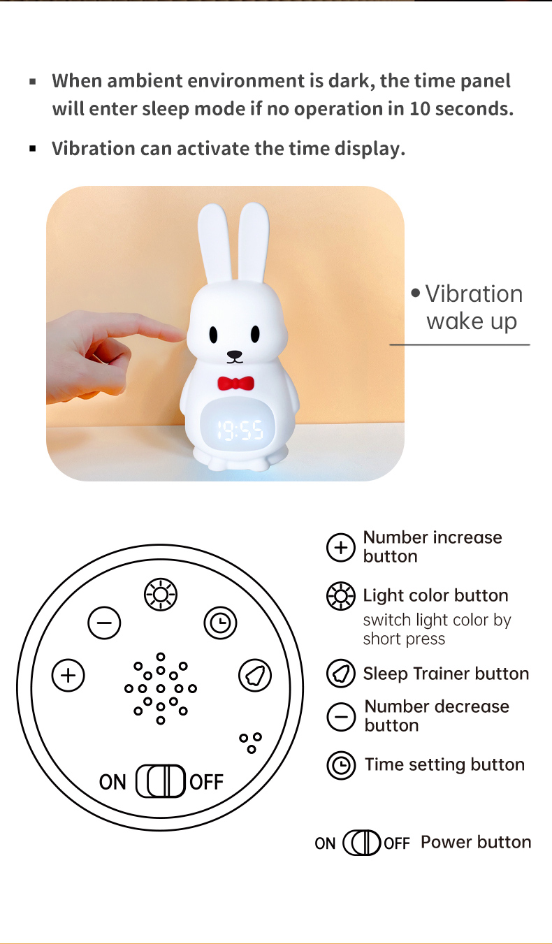 Rechargeable Usb Touch Baby Cute Bunny Night Light Dimmable Led Nigh Light