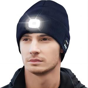 China Men Women Teens Christmas Presents Bluetooth Headphones Hat With Headtorch wholesale