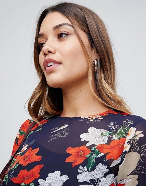 OEM your own hot sale girls high neck floral midi dress