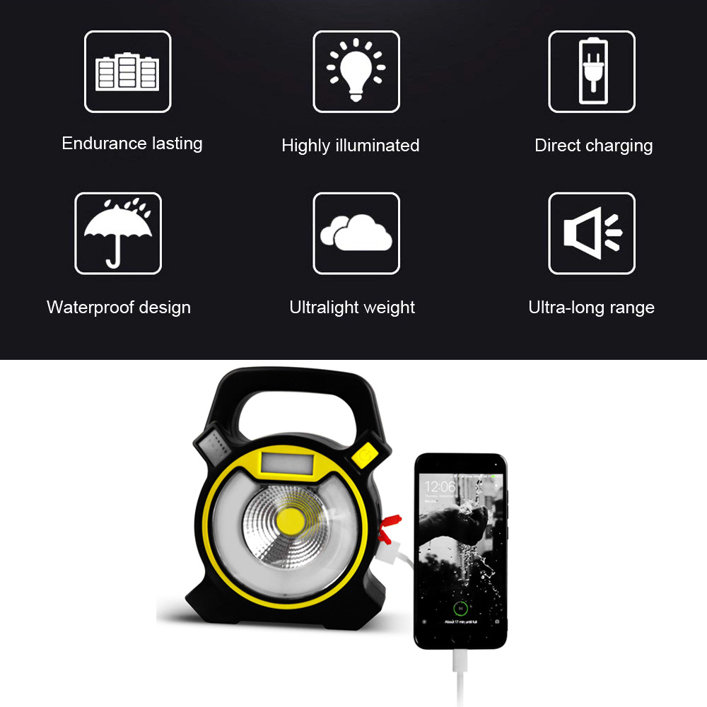 Portable Lantern Camping Light USB+Solar Charging Flashlight Camping Tent Light Outdoor Portable Hanging Lamp Solar Led