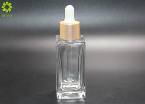 China 30ml Packaging Flat Shoulder Square Cosmetic Glass Bottles With Dropper wholesale