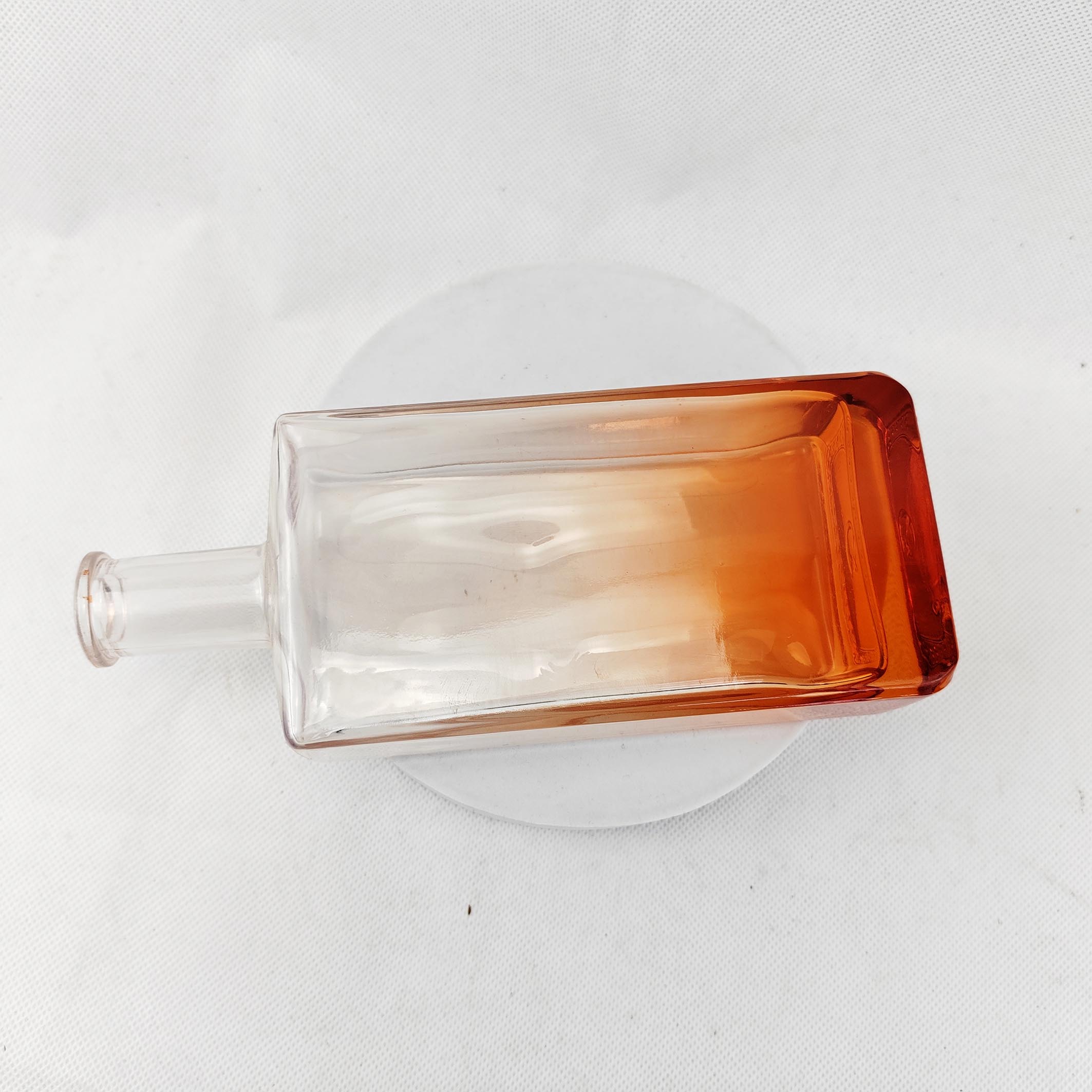Glass Collar Round Shape Brandy Tequila Whisky Bourbon Empty Bottle 500ml Transparent