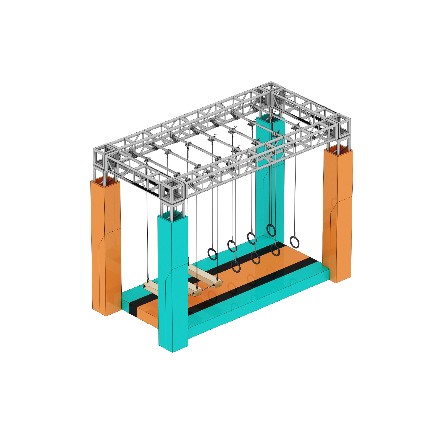 Multiple Color Playground Ninja Course , Obstacle Course Playground Equipment