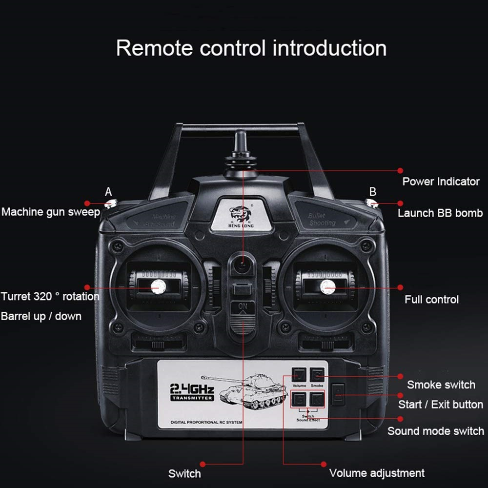 Simulation Track Sound Action and Smoke 1/16 Scale Remote Control Tank Toy for Adults Kids