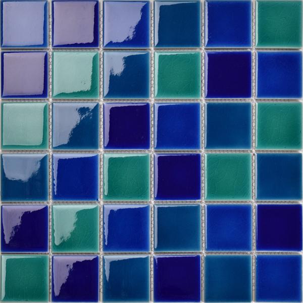 Glazed Ceramic Pool Mosaics Blue And Green Color 48x48/300x300mm