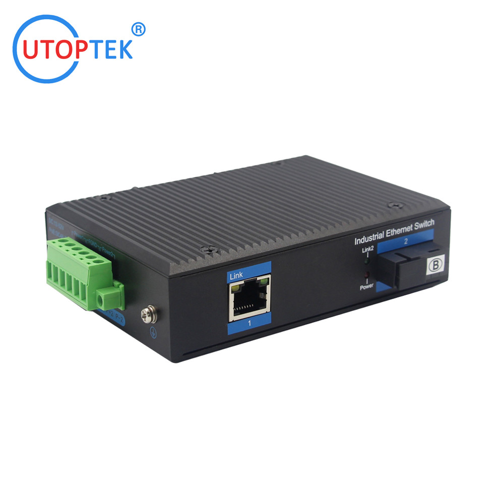 UT11FP-SC20 unmanaged industrial 1x10/100Base-Tx POE+ 1x100M-Fx SC ethernet switch DIN Rail