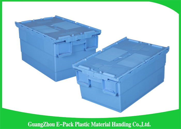 Economic Plastic Food Storage Plastic Boxes , Supermarkets Attached Lid Distribution Containers