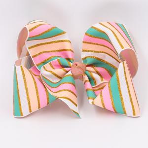 China Baby Girls Use Glitter Hair Ribbon Stripe Patterned Double Face Style wholesale