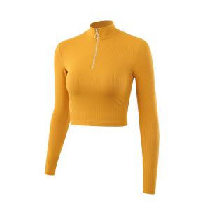 China OEM Long Sleeve Yoga Top Women Front Quarter Zipper Stand Collar Yoga Wear wholesale