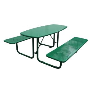 China Metal Green Color Outdoor Picnic Tables Chair Set 1600mm Length wholesale