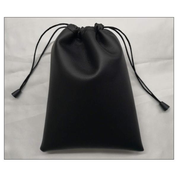 Manufacturers Supply Black PU Drawstring Bag, Environmentally Friendly Headphone Cable Data Cable Storage Bag, Can Be Used As PU Shrapnel Storage Bag