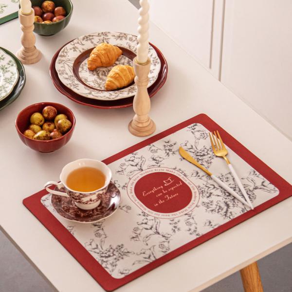 Rectangle Diatom Flower Dining Table Placemats Sustainable Table Cloth Design