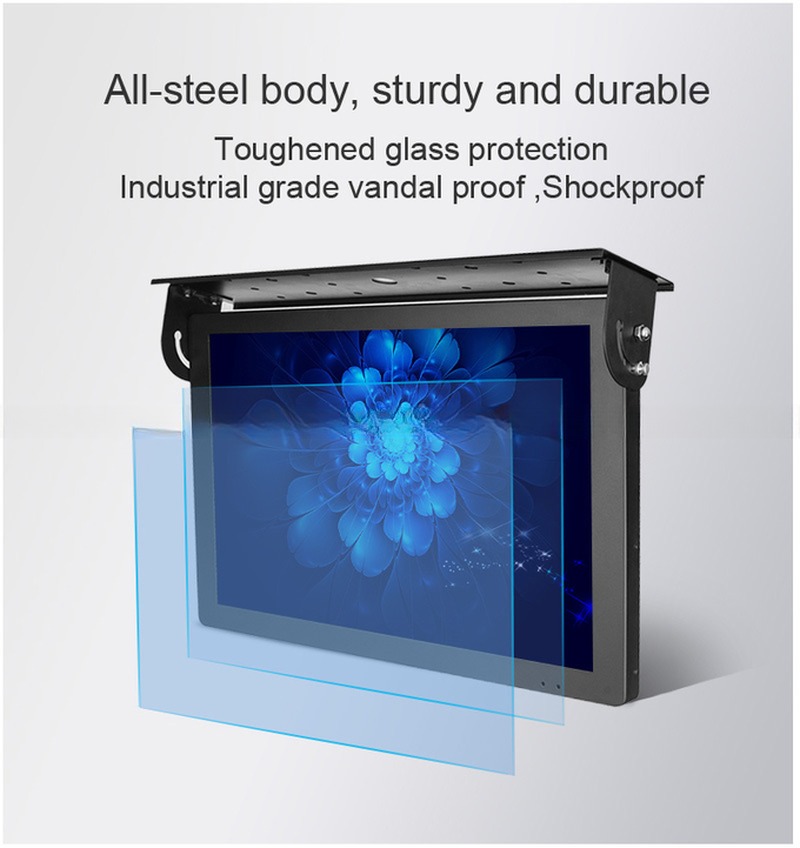 Shockproof 15 Inch Bus LCD Advertising Monitor Support HDMI VGA AV Inputs