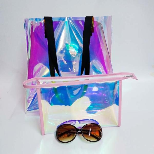 Quality All Season TPU PVC Holographic Clear Tote Bag Glossy Lamination for sale