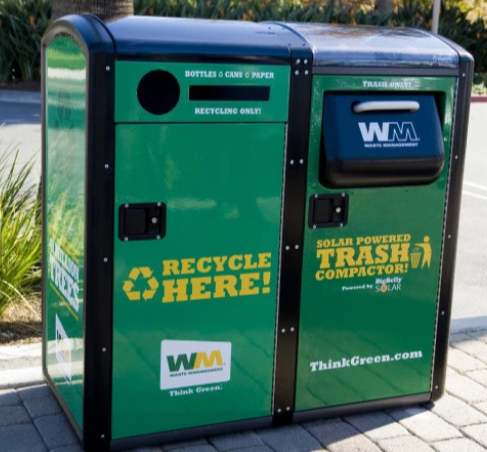 Outdoor Stainless Steel Smart Garbage Bins , EN 840 Automatic Trash And Recycling Bin