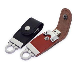 China Leather Keychain USB Flash Drives Logo Debossed Printing wholesale