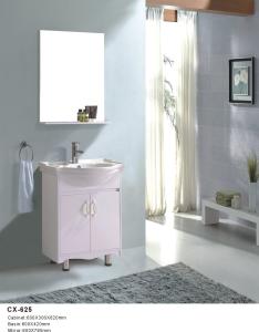 China White Glossy Floor Mounted Bathroom Cabinets , PVC Small Bathroom Vanities wholesale