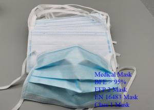 China Hypoallergenic Surgical Disposable Mask , Lint Free Disposable 3 Ply Face Mask wholesale