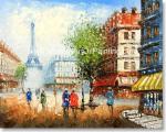 Thick Oil Paris Street Scene Canvas Painting Gifts Promotion Show Custom Size