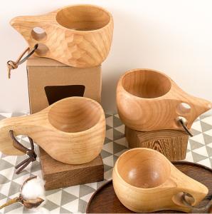 China Camping 200ml 6.83 oz Wooden Drinking Cup Traditional Lightweight Coffee Mug wholesale