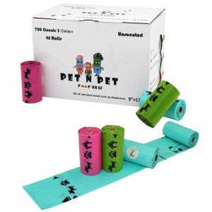 China Matte Texture Biodegradable Dog Poop Bags Unscented Printed For Walking The Dog wholesale