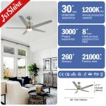 High Speed 5 Blades Ceiling Fan With Light DC Motor Silver Modern