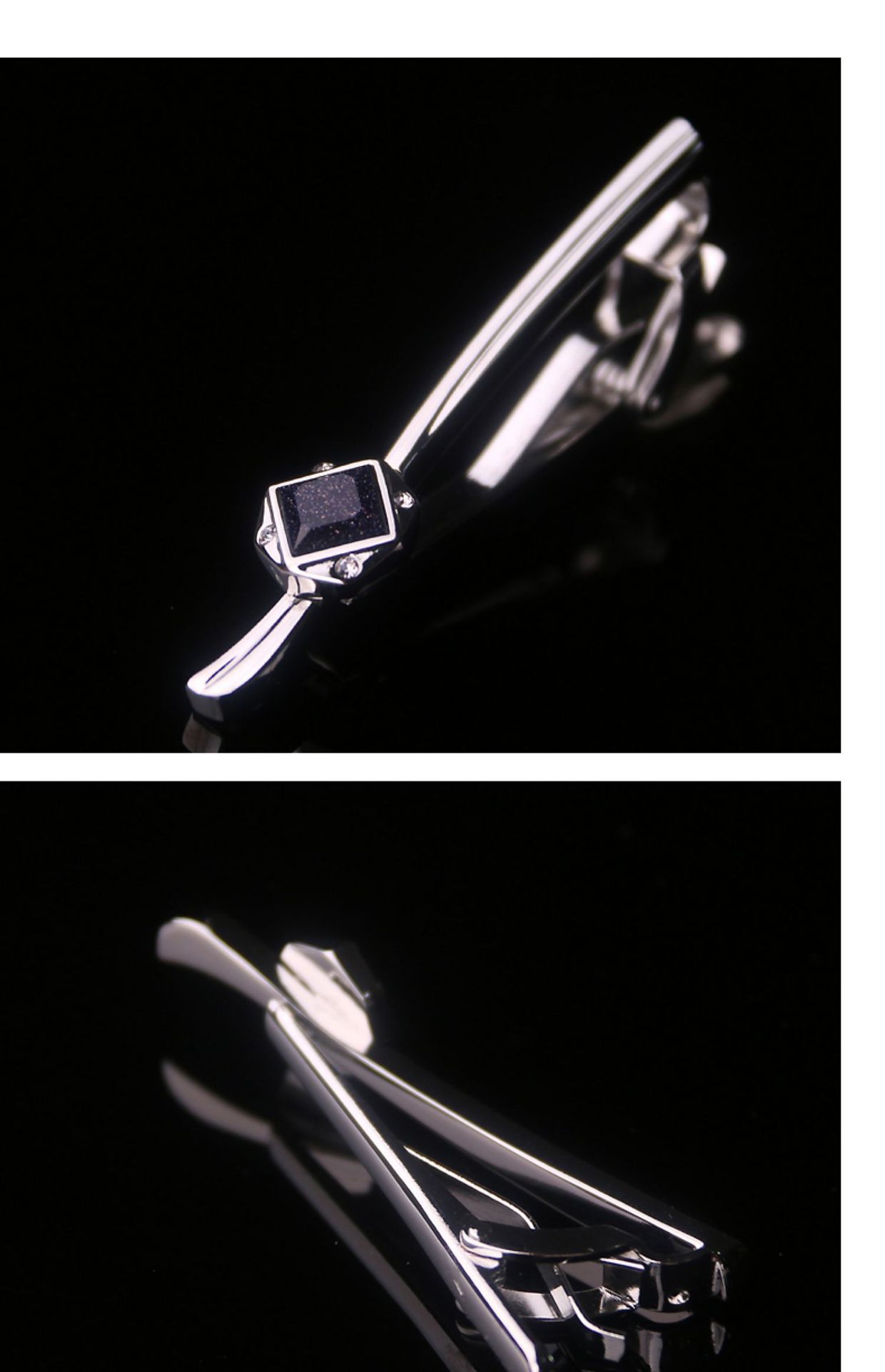 Average-Sized Men's 4 Pcs Tie Clip Set with Black Gift Box Customized Design