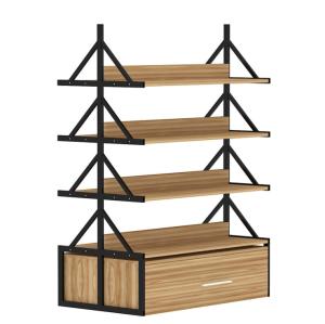 China High Density Wooden Retail Shoe Rack Display 4 Layers Anti Crack For Large Shopping Mall wholesale