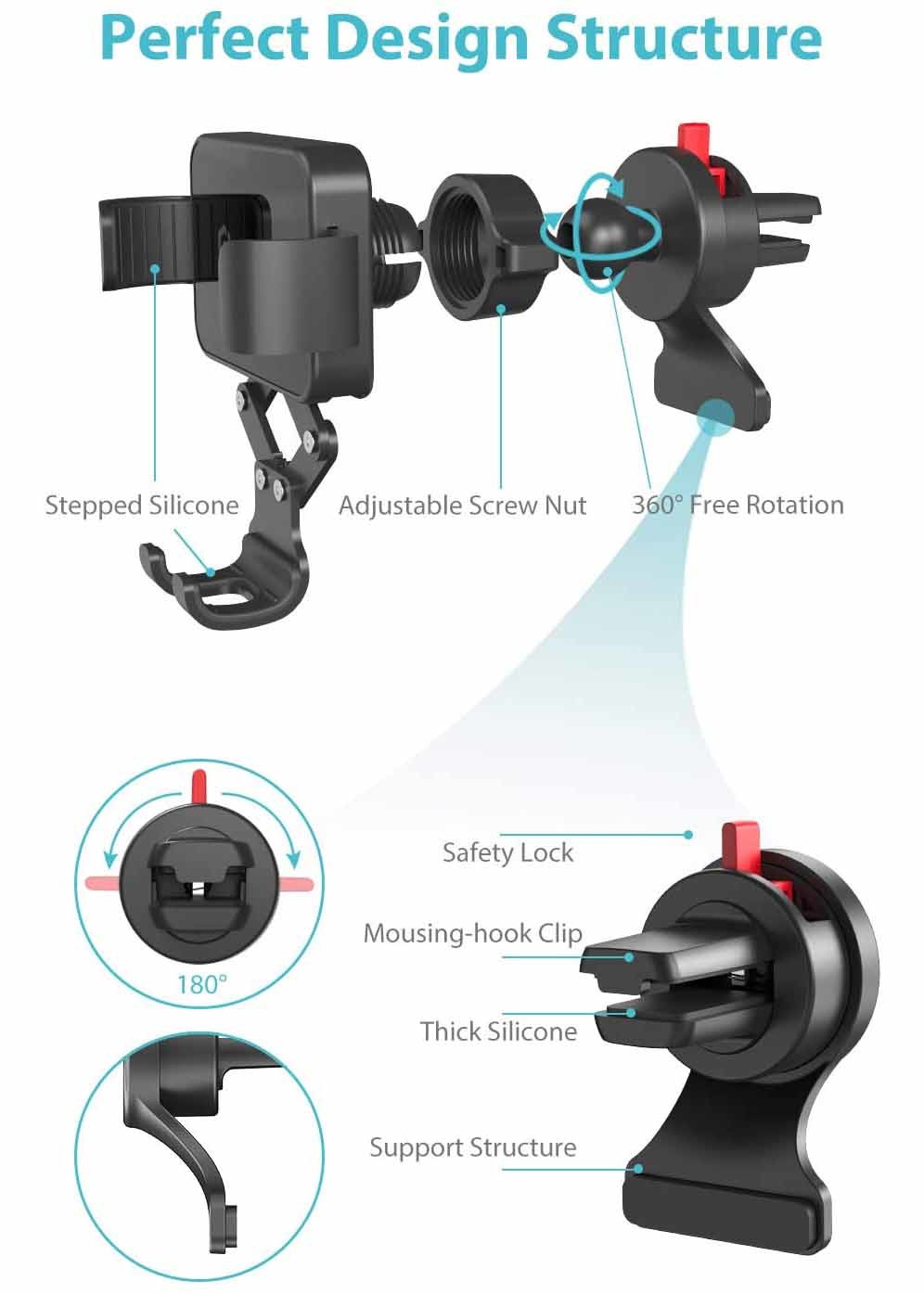 Gravity Suction Cup Phone Mount dashboard iphone holder 88mm width