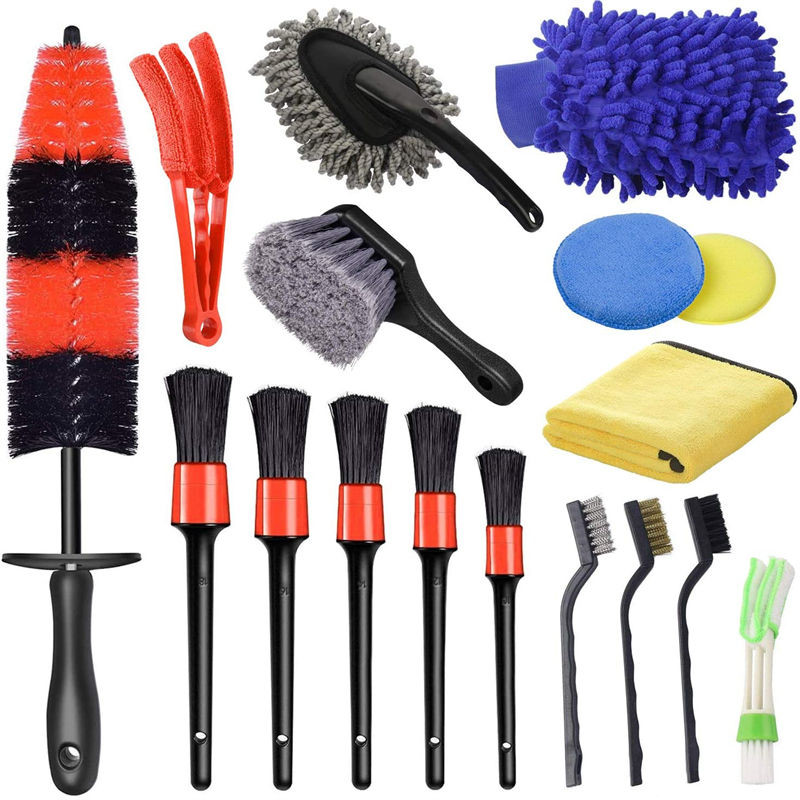 Manufacture Auto Detailing Cleaning Tools 17Pcs Car Brush For Car Wheel Interior