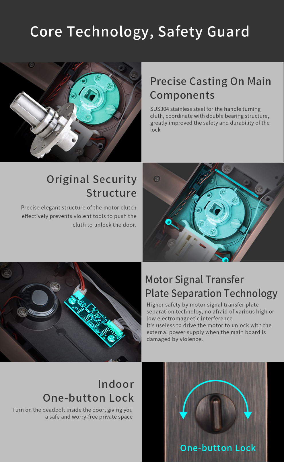 500DPI Intelligent Fingerprint Password Lock 4 AA Alkaline Batteries
